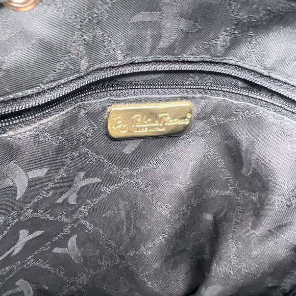 Paloma Picasso black leather backpack logo adjustable straps gold hardware main image 13
